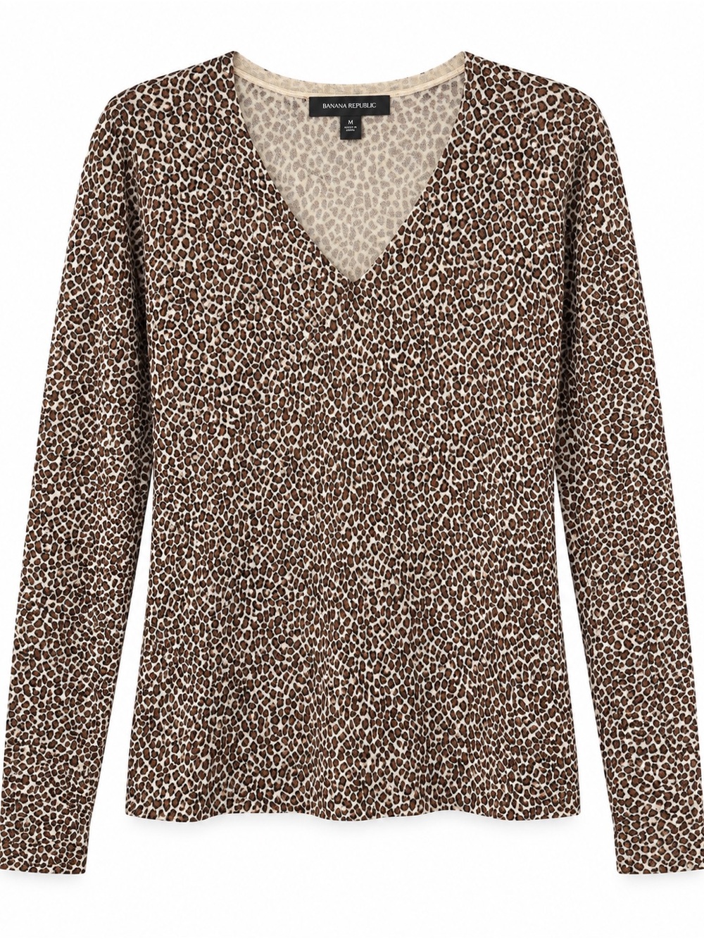 Banana Republic 100% Merino Wool Leopard V-Neck Sweater - Size M